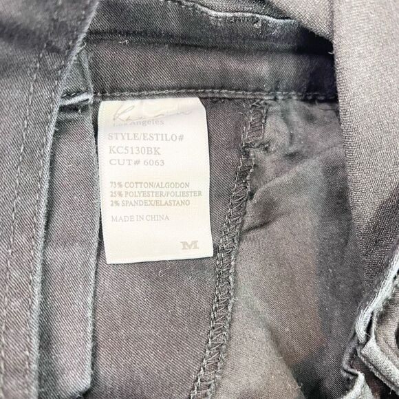 KanCan Overall Shorts Womens Medium Black Distressed Jean Stretch Denim - Picture 8 of 11